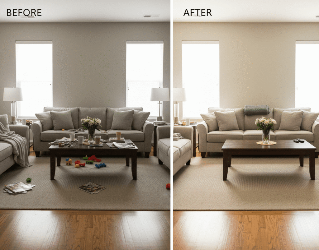 Before and after house cleaning Nashville TN - ValuePro maid service transformation