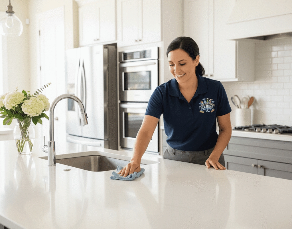 Professional kitchen cleaning in Nashville - deep cleaning countertops and appliances