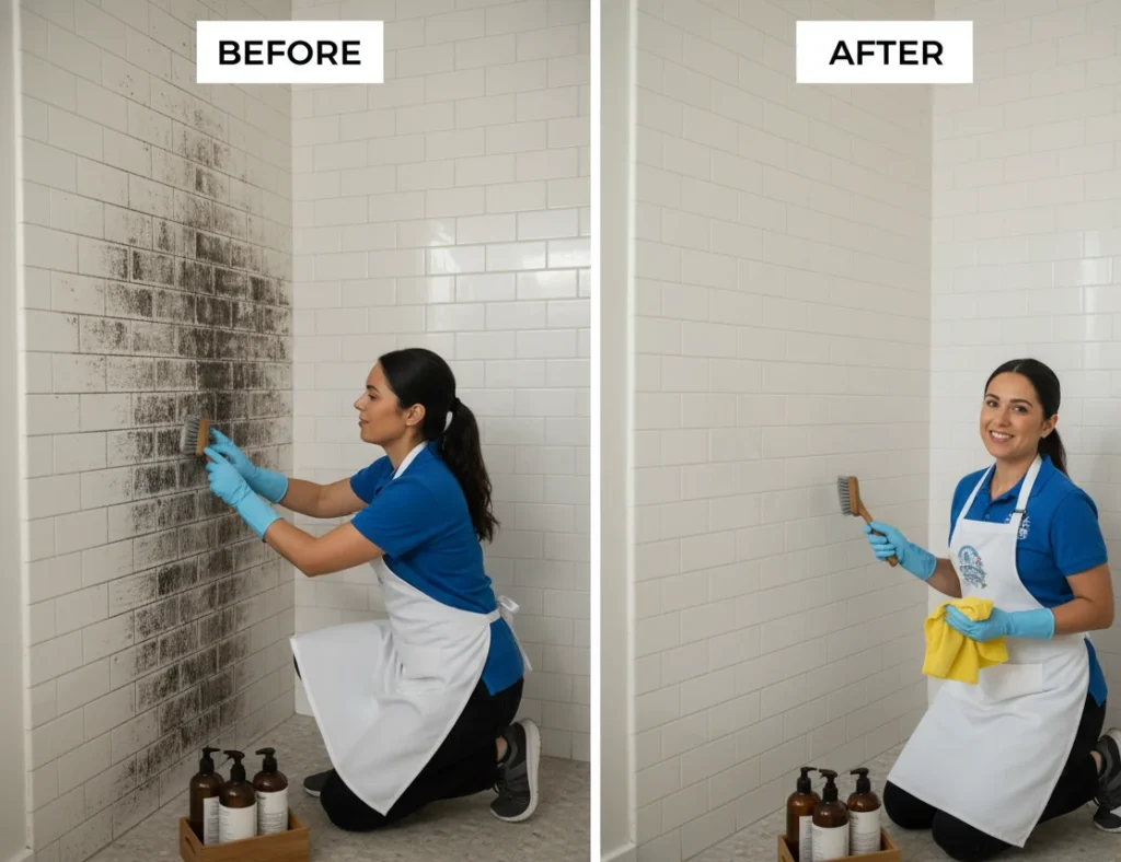 Professional deep cleaning bathroom tile grout in Springfield MO home — ValuePro Cleaning