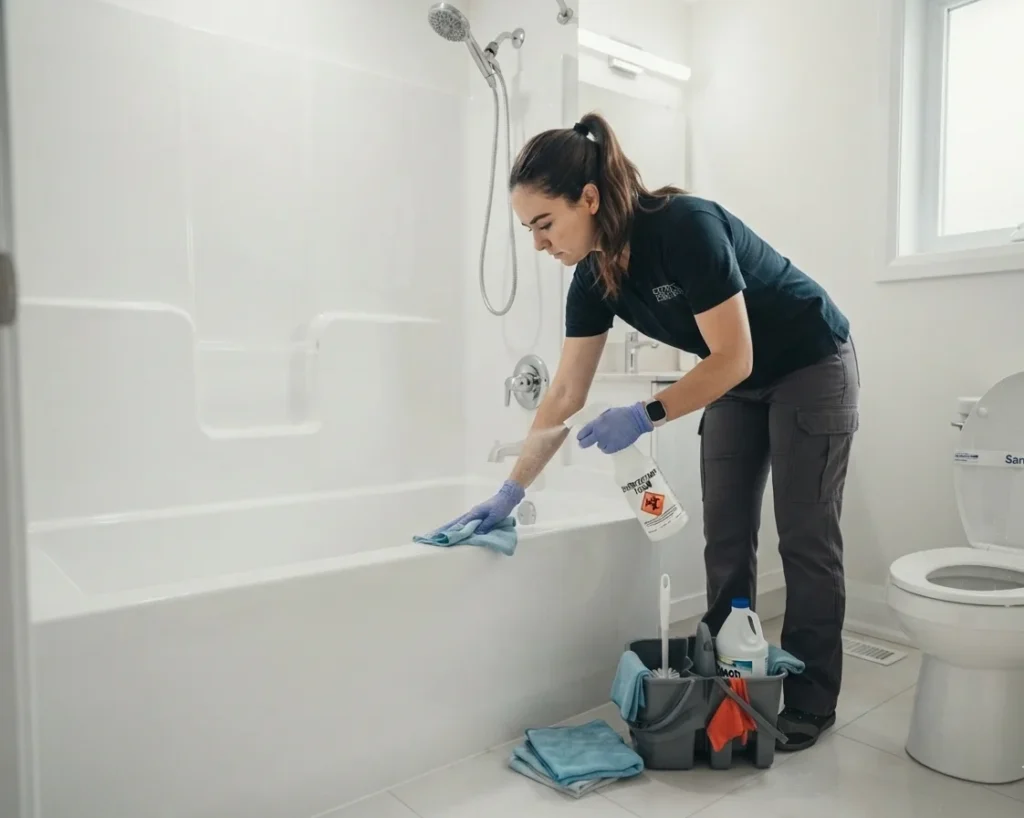 Full bathroom sanitization during move-out cleaning service
